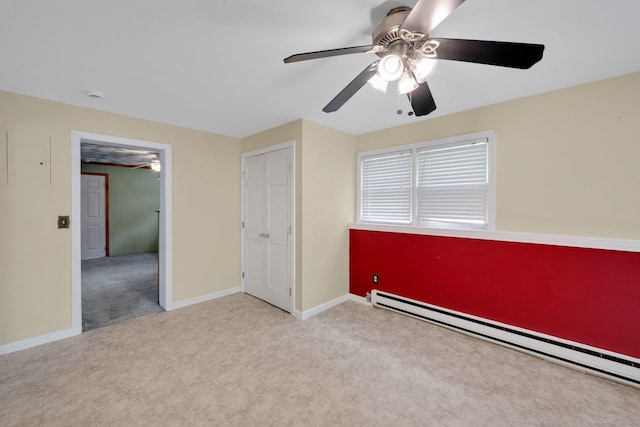 18 Arbor Rd, Monroe, CT 06468 - unfurnished bedroom with baseboard heating, carpet, and a ceiling fan