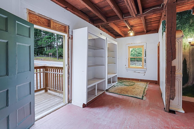 326 Rte 169, Woodstock, CT 06281 - entrance foyer featuring a wood ceiling with exposed beams and hardwood / wood-style flooring