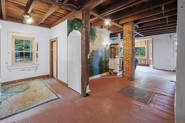 326 Rte 169, Woodstock, CT 06281 - foyer entrance featuring healthy amount of natural light, a wooden ceiling with exposed beams, and hardwood / wood-style flooring