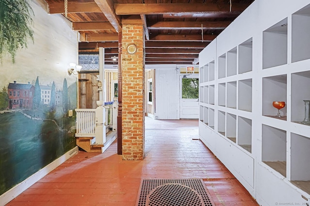 326 Rte 169, Woodstock, CT 06281 - hall with a wood ceiling with exposed beams and wood-type flooring