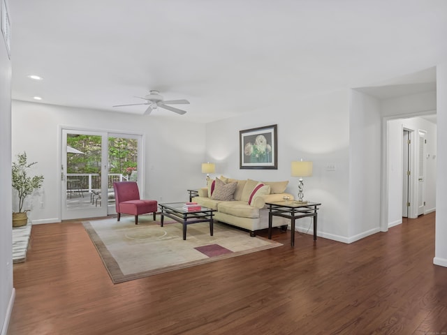 20 Mountain Wood Rd, Stamford, CT 06903 - living room with a ceiling fan, wood finished floors, and recessed lighting