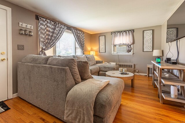 19 Marion St, Hartford, CT 06106 - living room with light wood-style floors and cooling unit