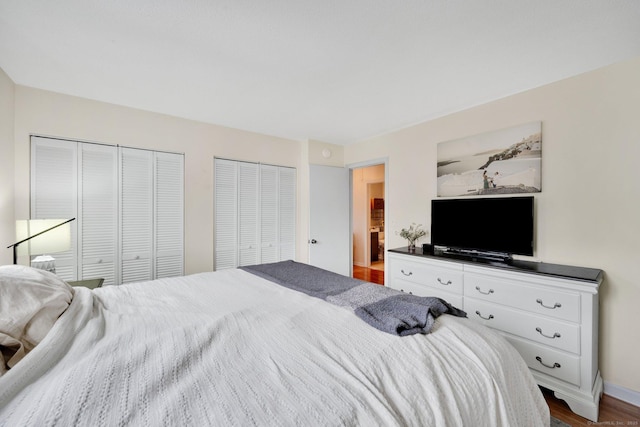 182 Shagbark Dr Unit 182, Derby, CT 06418 - bedroom featuring multiple closets and dark wood-style flooring