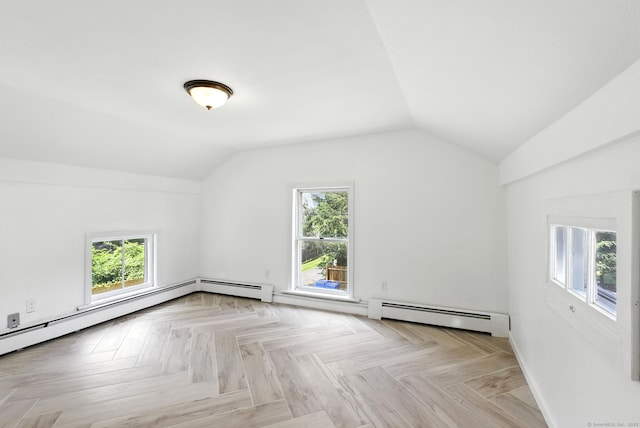 5 Church St Apt R, East Windsor, CT 06016 - additional living space featuring vaulted ceiling, a baseboard heating unit, and healthy amount of natural light