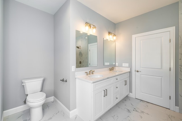 6 Kaatskill Ln, East Lyme, CT 06357 - full bathroom featuring marble finish floors, double vanity, and a shower