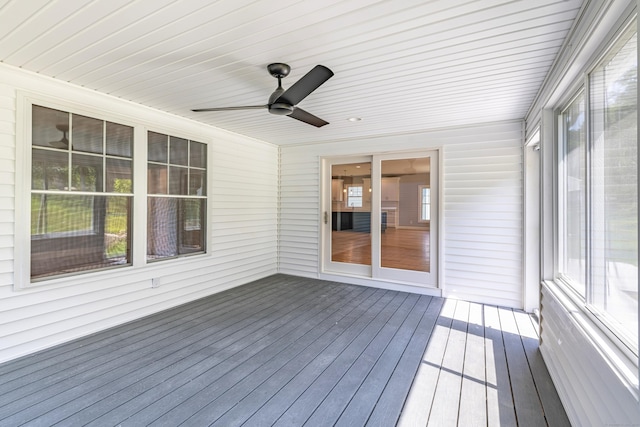 6 Kaatskill Ln, East Lyme, CT 06357 - unfurnished sunroom with a ceiling fan