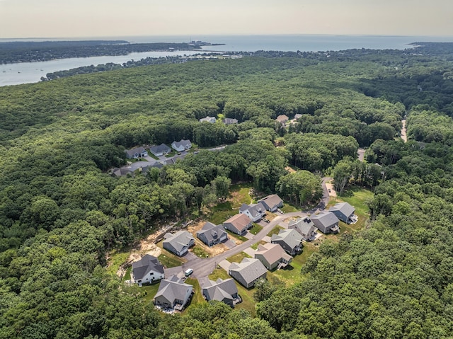 6 Kaatskill Ln, East Lyme, CT 06357 - aerial view of residential area featuring a forest and a large body of water