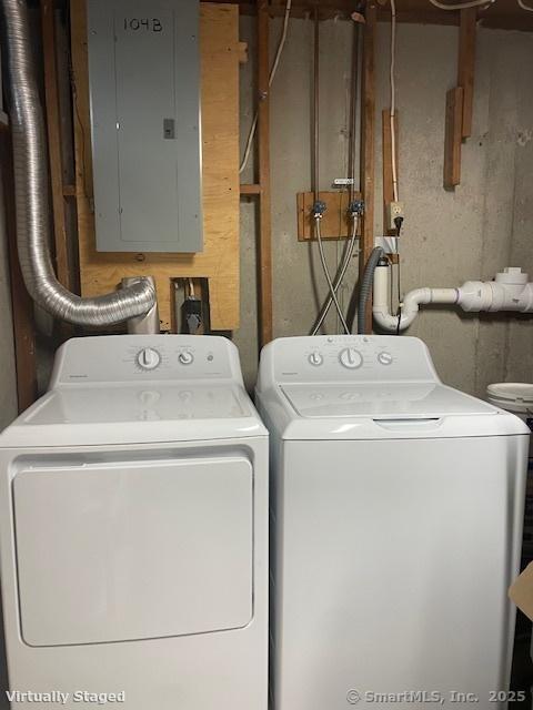 104 N Turnpike Rd Unit B, Wallingford, CT 06492 - washroom with electric panel and washer and dryer