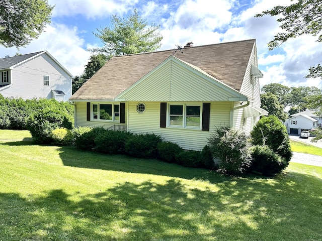 175 Coram Rd, Shelton, CT 06484 - view of front facade with a front yard, roof with shingles, and a chimney