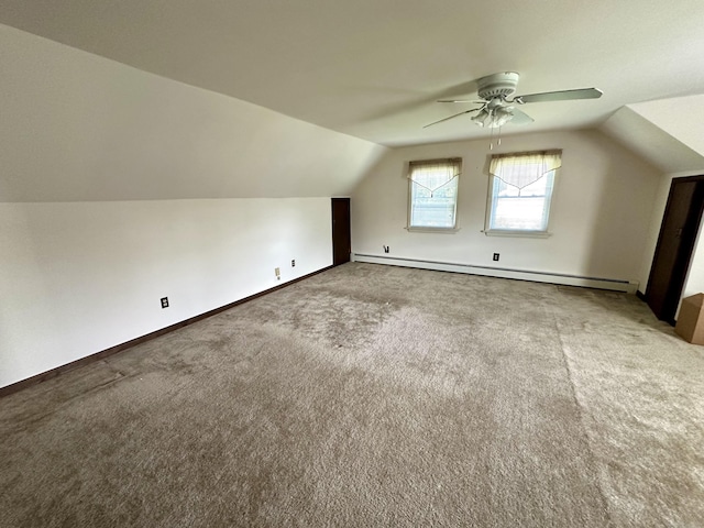 175 Coram Rd, Shelton, CT 06484 - bonus room with baseboard heating, lofted ceiling, carpet floors, and ceiling fan
