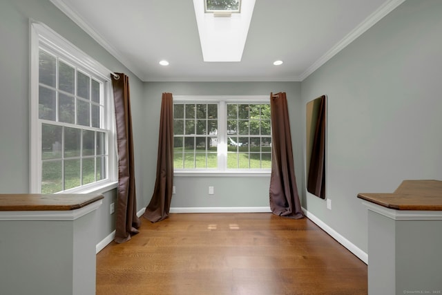 46 Bowman Dr, Greenwich, CT 06831 - empty room with wood finished floors, recessed lighting, and crown molding
