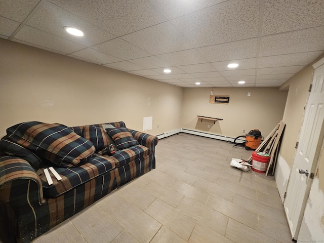 209 Maple St, East Hartford, CT 06118 - sitting room with a baseboard heating unit, recessed lighting, and a paneled ceiling