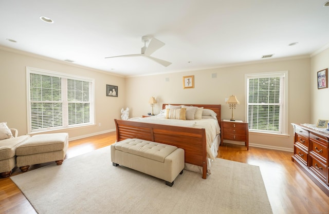 30 Partridge Rd, Stamford, CT 06903 - bedroom featuring light wood-style flooring, ornamental molding, and ceiling fan