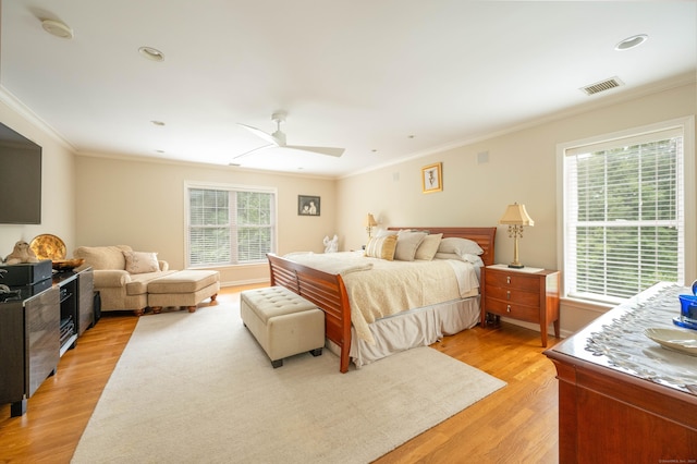 30 Partridge Rd, Stamford, CT 06903 - bedroom with light wood-type flooring, ornamental molding, and a ceiling fan