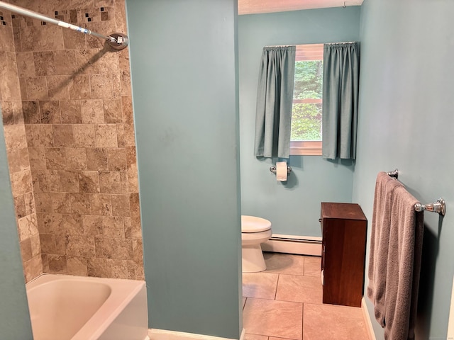 3 Millstream Rd, Hebron, CT 06231 - bathroom featuring baseboard heating, tile patterned flooring, and washtub / shower combination