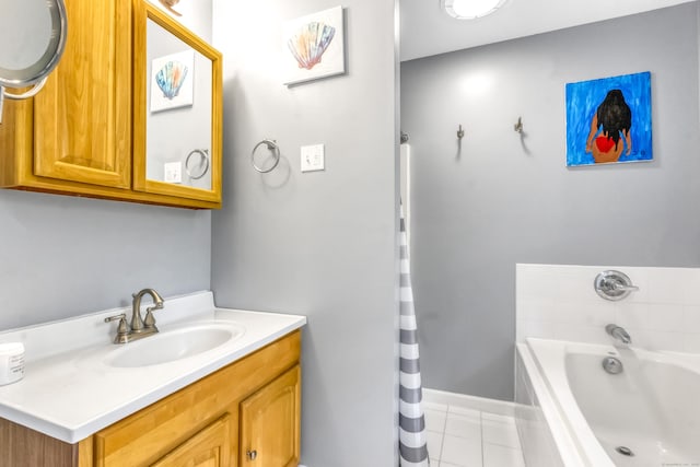 10 Leo Ln, Naugatuck, CT 06770 - bathroom with tile patterned flooring, vanity, and a bath