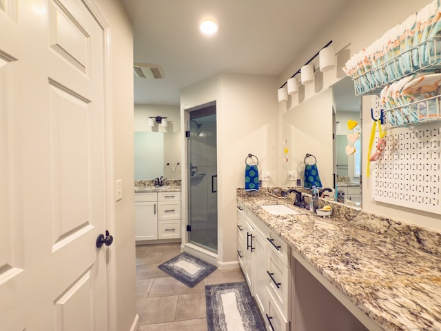 81 Lillis Rd, New Milford, CT 06776 - full bathroom with a shower stall, vanity, tile patterned flooring, and recessed lighting