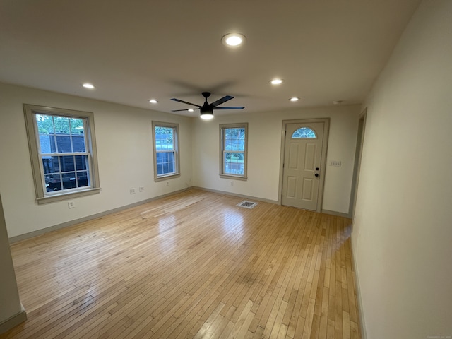 56 N Maple St, Enfield, CT 06082 - foyer featuring a ceiling fan, light wood-type flooring, plenty of natural light, and recessed lighting