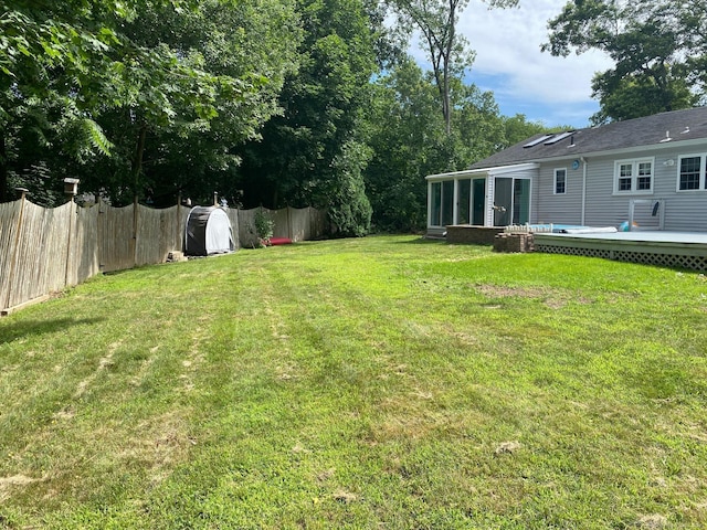 18 Bch Park Rd, Clinton, CT 06413 - view of yard with a sunroom and a wooden deck