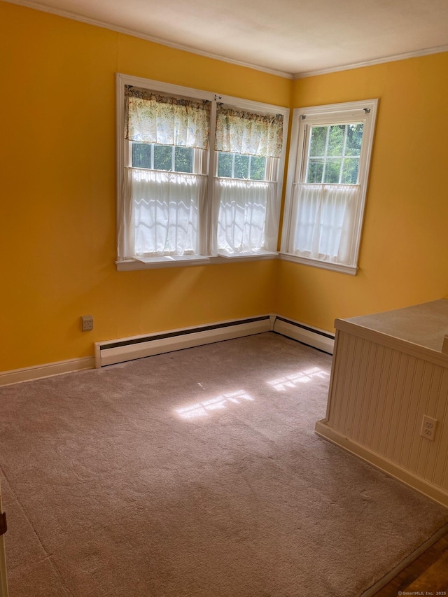 18 Bch Park Rd, Clinton, CT 06413 - carpeted empty room featuring crown molding and a baseboard radiator