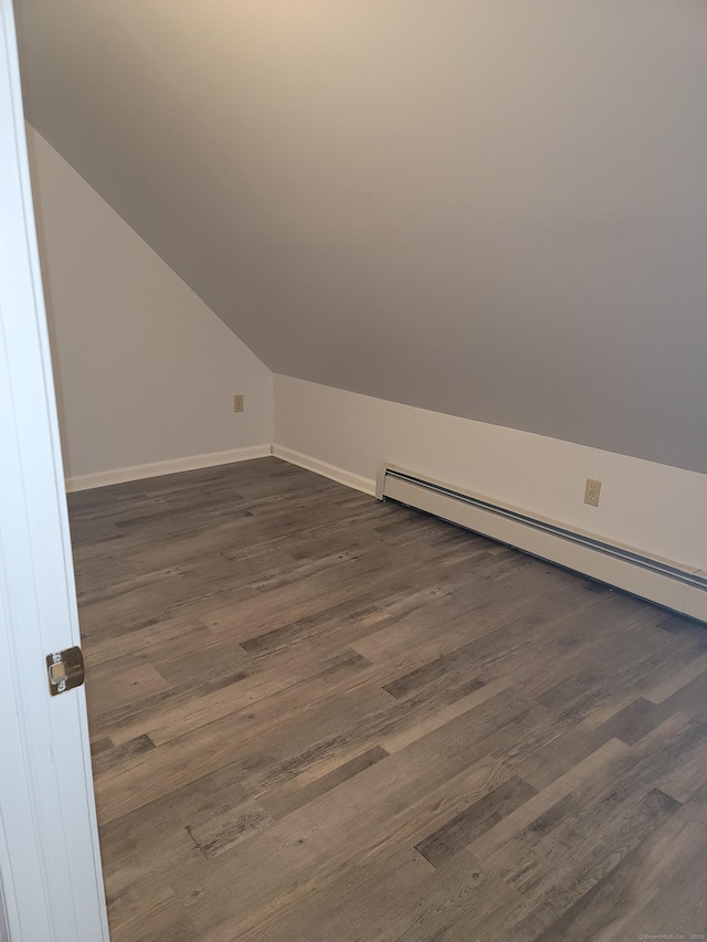 41 Mahl Ave, Hartford, CT 06154 - bonus room with vaulted ceiling, dark wood-style flooring, and a baseboard radiator