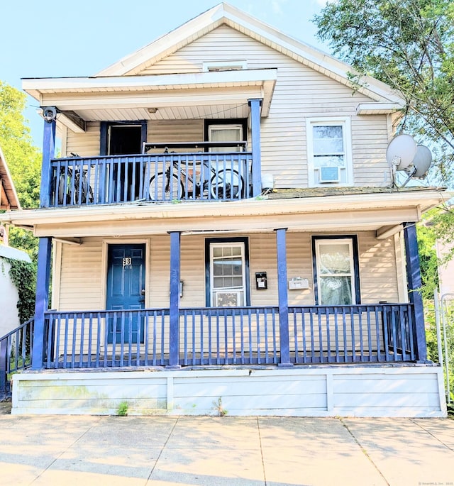 98 Sylvan Ave, New Haven, CT 06519 - view of front facade featuring a balcony and a porch