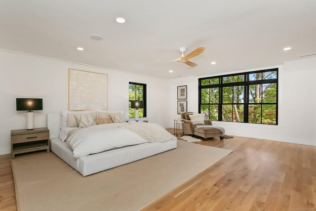 52 Garibaldi Ln, New Canaan, CT 06840 - bedroom featuring recessed lighting, wood finished floors, and a ceiling fan
