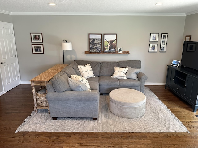 311 Georgetown Dr Unit 311, Glastonbury, CT 06033 - living room with ornamental molding, dark wood-style floors, and recessed lighting