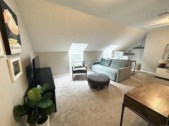 311 Georgetown Dr Unit 311, Glastonbury, CT 06033 - living room with a skylight, lofted ceiling, and carpet flooring