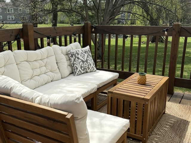 311 Georgetown Dr Unit 311, Glastonbury, CT 06033 - wooden terrace featuring an outdoor living space and a lawn