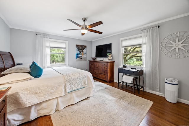 430 Cook Hill Rd, Cheshire, CT 06410 - bedroom with crown molding, wood finished floors, and a ceiling fan