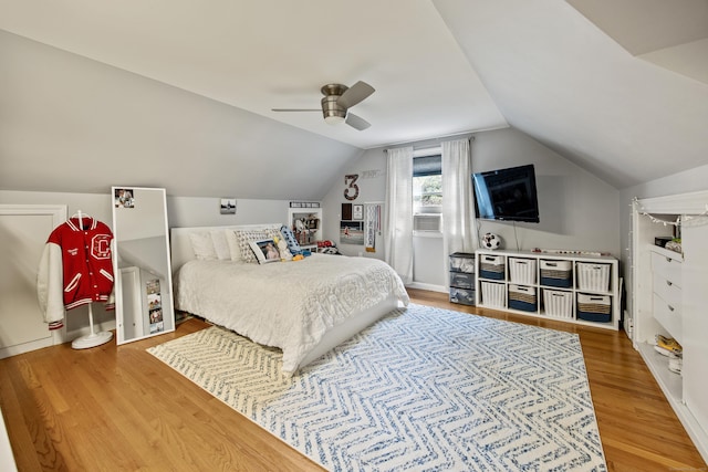 430 Cook Hill Rd, Cheshire, CT 06410 - bedroom with wood finished floors, lofted ceiling, and a ceiling fan