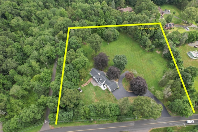 430 Cook Hill Rd, Cheshire, CT 06410 - aerial overview of property's location featuring a heavily wooded area and property boundaries highlighted