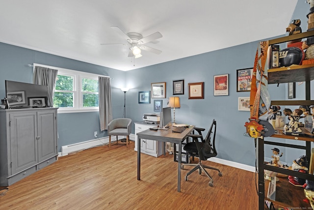 24 Saley Rd, Milford, CT 06460 - home office featuring a ceiling fan, baseboard heating, and light wood finished floors