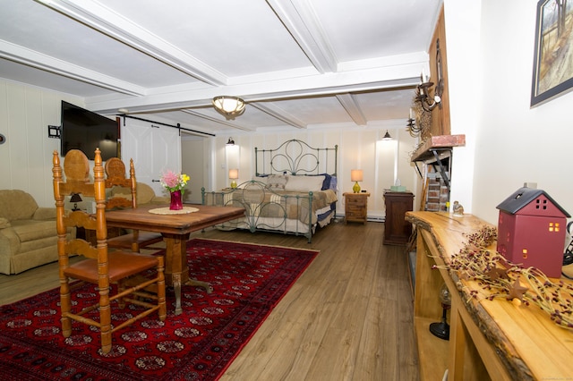 593 Northfield Rd, Watertown, CT 06795 - bedroom featuring light wood-style floors and beamed ceiling