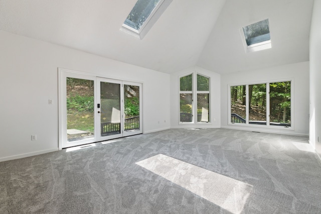202 High Wood Dr, Glastonbury, CT 06073 - carpeted spare room with a skylight, plenty of natural light, and vaulted ceiling