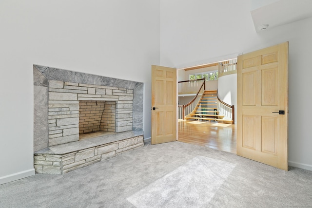202 High Wood Dr, Glastonbury, CT 06073 - unfurnished living room with a high ceiling and carpet flooring