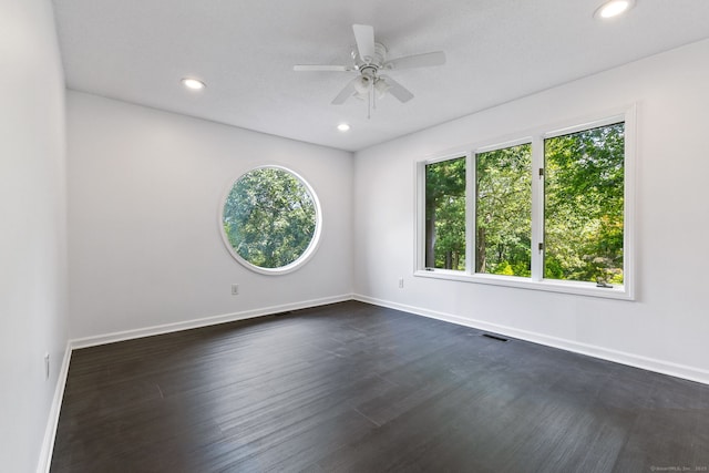 202 High Wood Dr, Glastonbury, CT 06073 - spare room with plenty of natural light, recessed lighting, ceiling fan, and dark wood-style floors