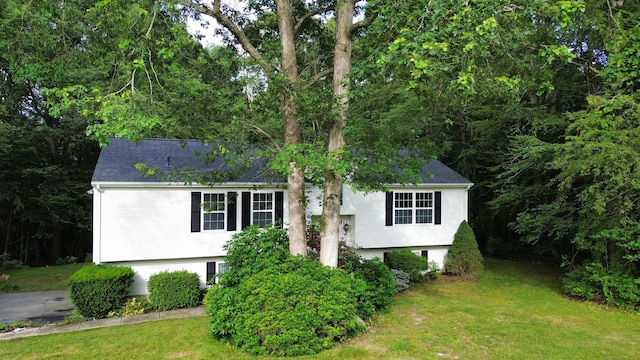 19 Peach Tree Hill Ave, Ledyard, CT 06339 - tri-level home featuring a front lawn and a shingled roof