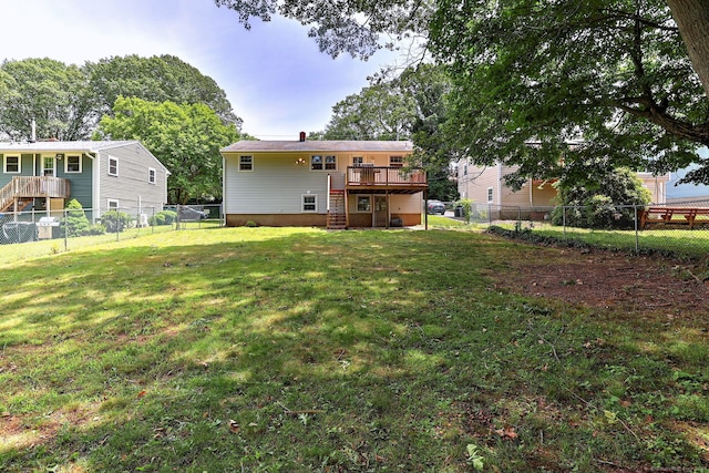 68 Highland Ave, East Haven, CT 06513 - back of house with a deck, stairway, and a fenced backyard