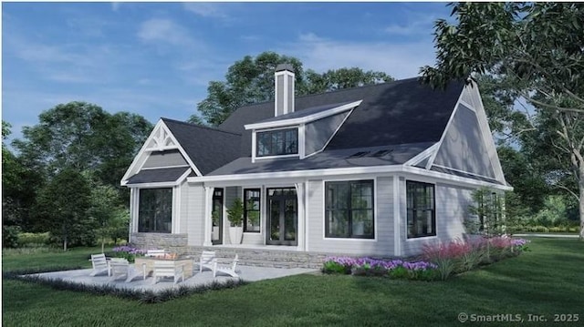 745 Townsend Ave Lot 1, New Haven, CT 06512 - rear view of property featuring a patio area, a chimney, and a lawn