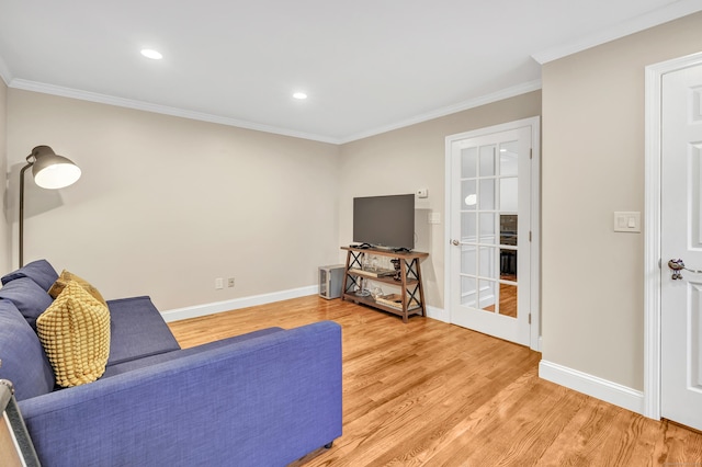 84 Edison Ave, Fairfield, CT 06825 - living room with light wood-type flooring, ornamental molding, and recessed lighting