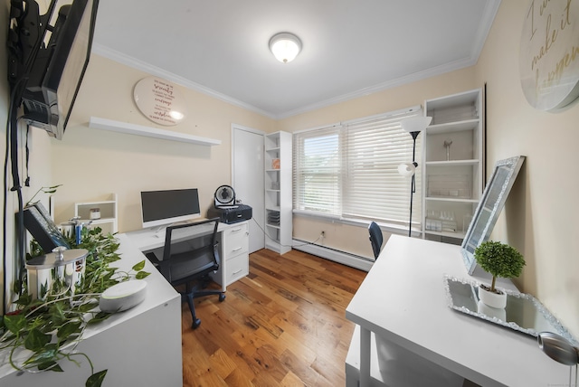 44 Pond St, Bridgeport, CT 06606 - office featuring baseboard heating, ornamental molding, and light wood finished floors