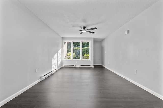 226 E Main St Apt 4, Bristol, CT 06010 - spare room with a ceiling fan, a textured ceiling, dark wood-style flooring, and a baseboard radiator