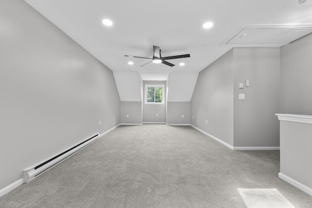 226 E Main St Apt 4, Bristol, CT 06010 - additional living space with a baseboard heating unit, attic access, ceiling fan, carpet flooring, and recessed lighting