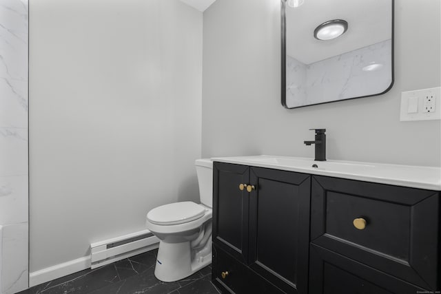 226 E Main St Apt 4, Bristol, CT 06010 - bathroom featuring a baseboard radiator, vanity, and marble look tiles