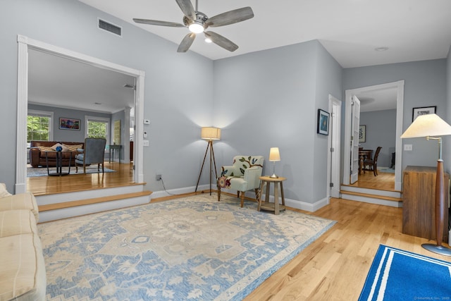 477 Skyline Dr, Orange, CT 06477 - sitting room featuring wood finished floors and ceiling fan