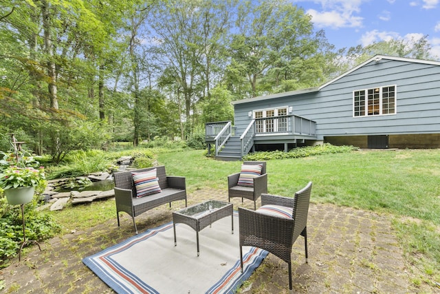 477 Skyline Dr, Orange, CT 06477 - view of patio / terrace featuring a wooden deck and an outdoor living space