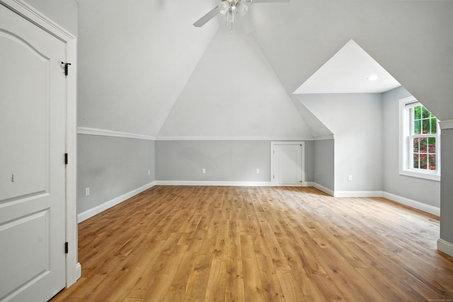 31 Galbraith Rd, Stafford, CT 06071 - additional living space with vaulted ceiling, a ceiling fan, and light wood finished floors