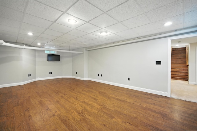 31 Galbraith Rd, Stafford, CT 06071 - finished basement with wood finished floors, stairs, recessed lighting, and a paneled ceiling